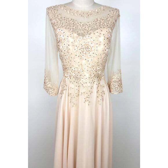 Chicas Missy Maxi Dress Lace Sleeve Gown Women XL Burgundy Formal Elegant NWT - Picture 12 of 16